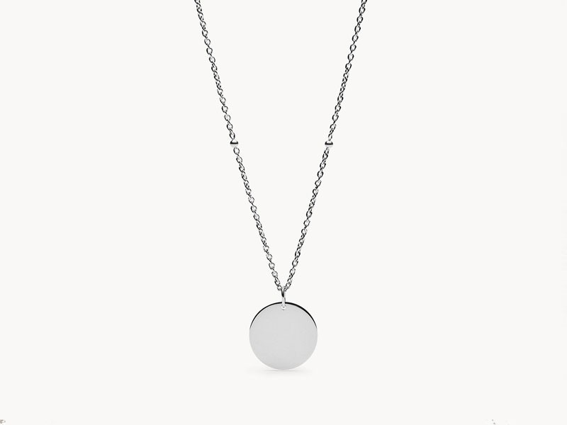  Engravable Disc Stainless Steel Necklace For Women