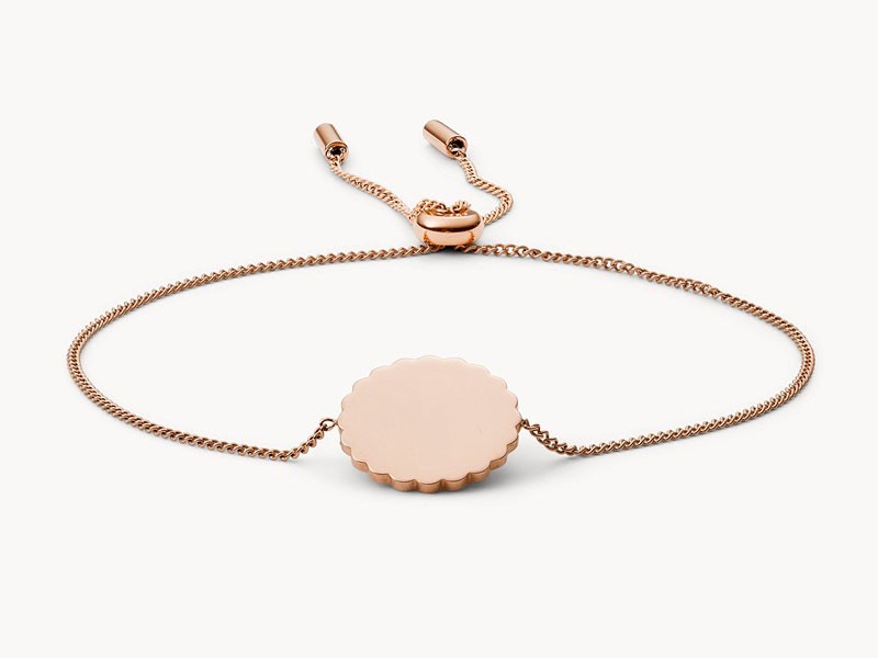 Scalloped Disc Rose Gold-Tone Stainless Steel Bracelet