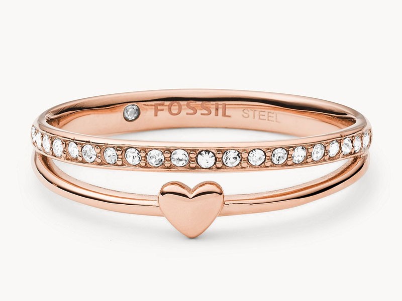 Hearts To You Rose Gold-Tone Stainless Steel Band Ring For Women