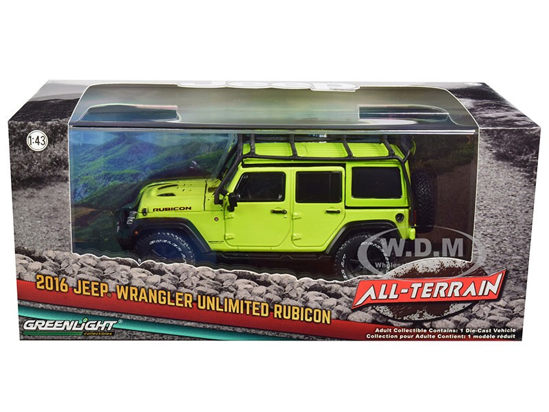 Jeep Wrangler Unlimited Rubicon Off-Road with Roof Rack Hyper Green Model Car