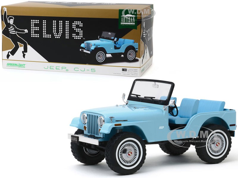 Jeep CJ-5 Sierra Blue Elvis Presley 1935-1977 1/18 Diecast Model Car