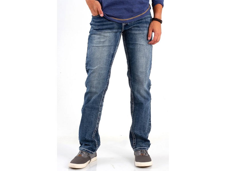 True Luck Jeans Baker Straight Leg Jeans For Men in Dark Blast