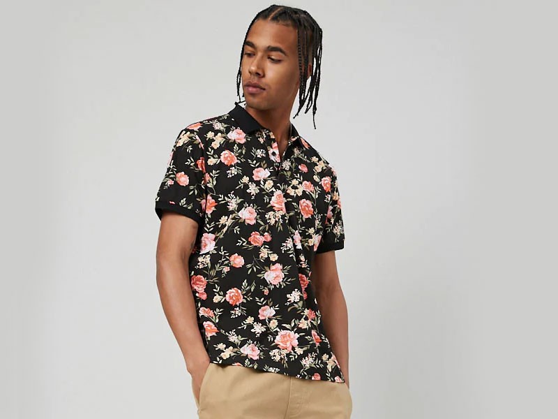 Men's Floral Print Polo Shirt
