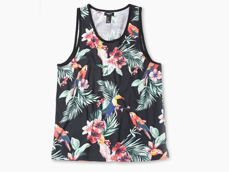 Tropical Bird Print Tank Top For Men