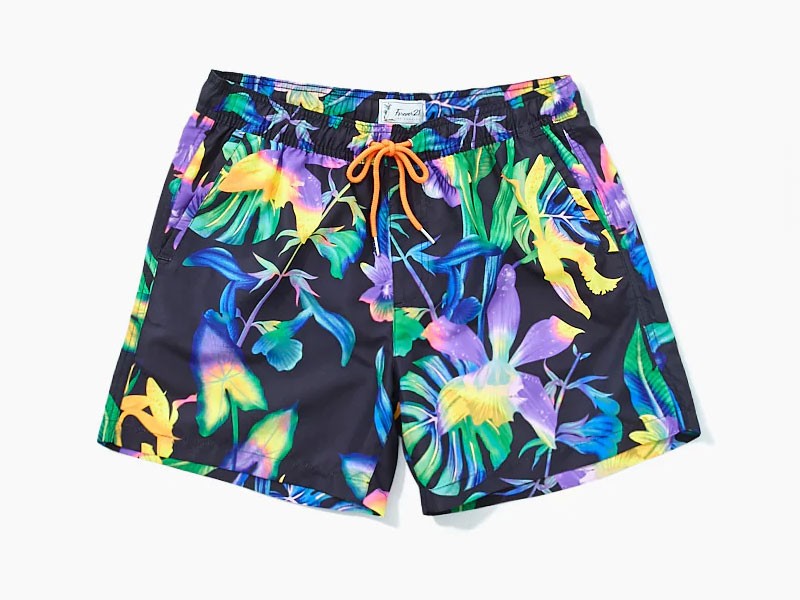 Tropical Floral Print Swim Trunks For Men