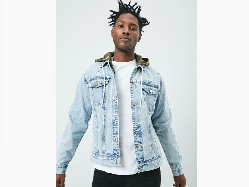 Men's Hooded Sunbleached Denim Jacket