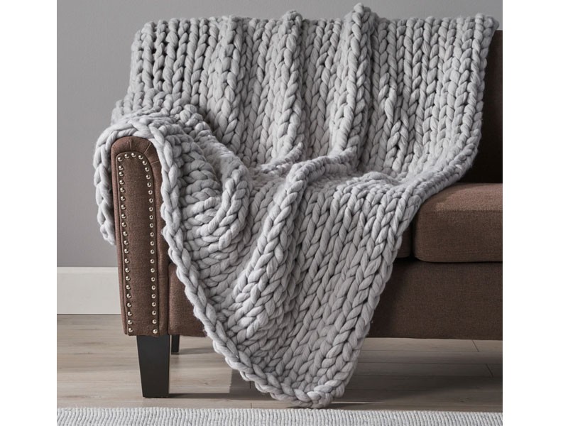 Jacqueline Modern Knit Stitch Fabric Rectangle Throw Blanket