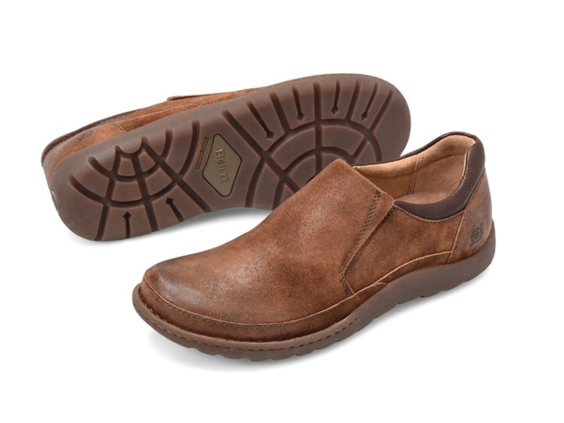 Born Nigel Slip On In Rust Brown Combo Suede Men's Casual Shoe