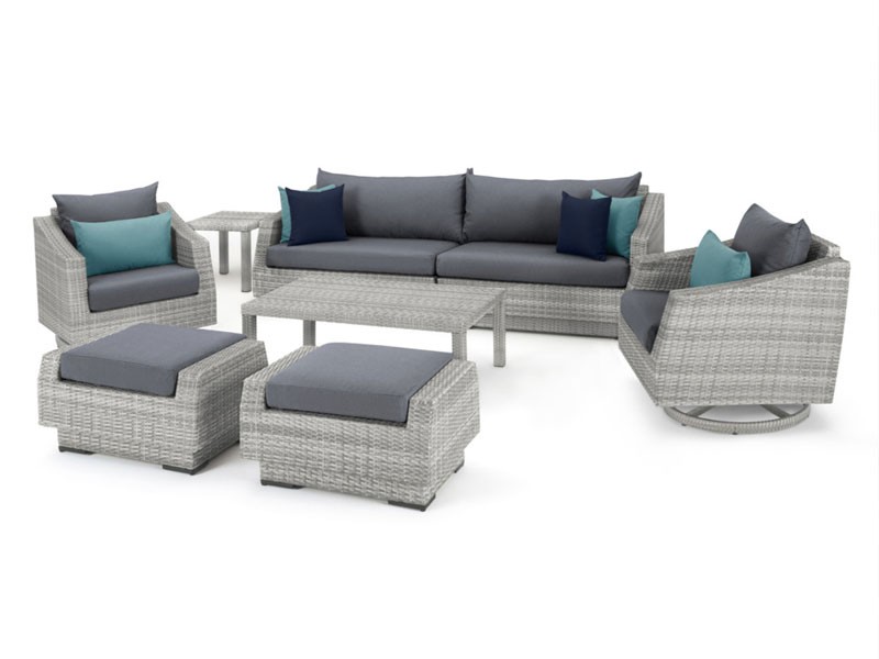 Cannes Deluxe 8 Piece Sofa & Club Chair Set Gray