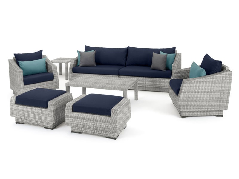 Cannes 8 Piece Sofa & Club Chair Set Blue