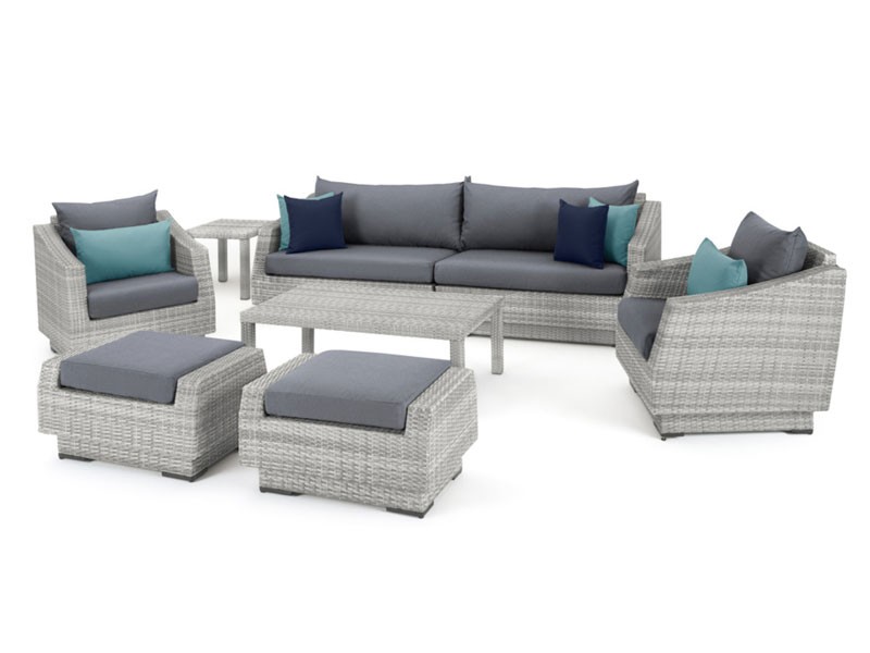 Cannes 8 Piece Sofa & Club Chair Set Gray