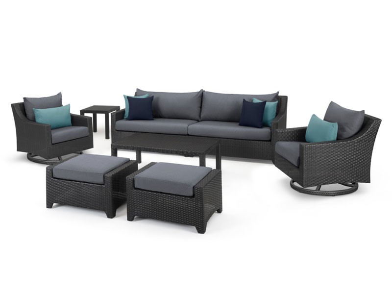 Deco Deluxe 8 Piece Sofa & Club Chair Set Gray