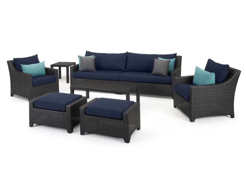 Deco 8 Piece Sofa and Club Chair Set Blue