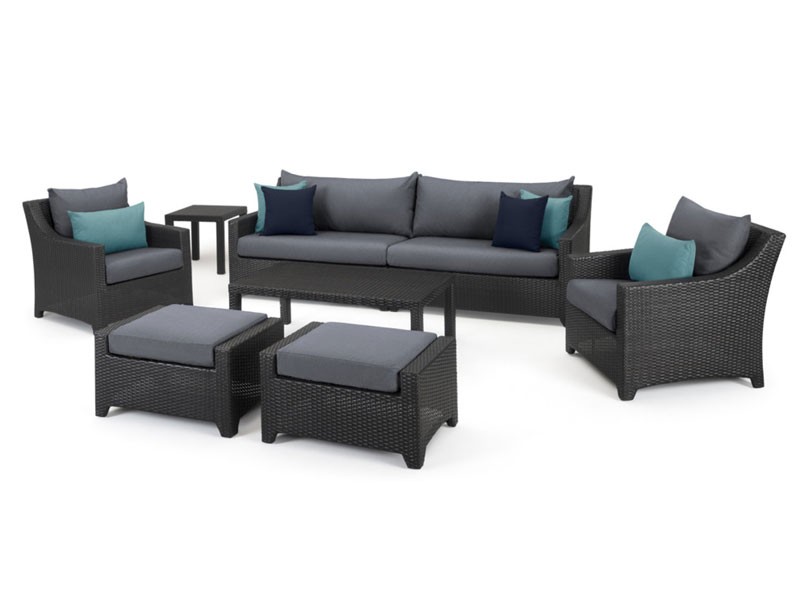 Deco 8 Piece Sofa and Club Chair Set Gray