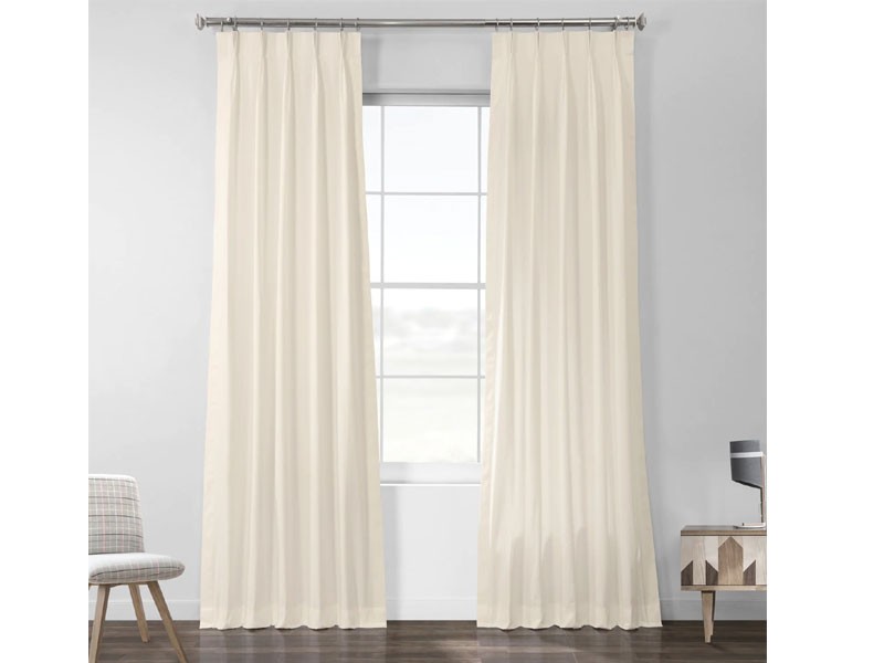 Fresh Popcorn Solid Cotton Pleated Curtain