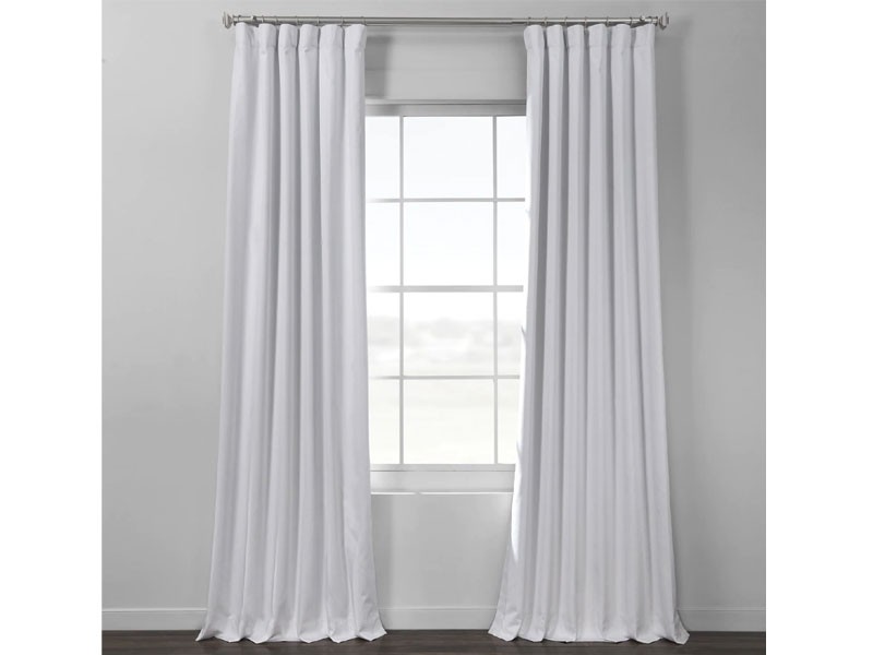 White Italian Textured Faux Linen Hotel Blackout Curtain