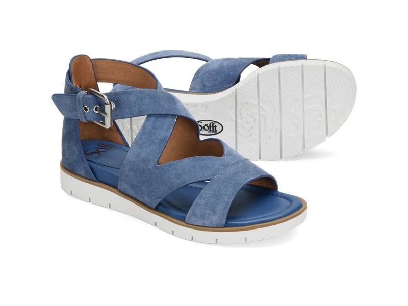Women's Mirabelle In Rench Blue Suede Flat Sandals