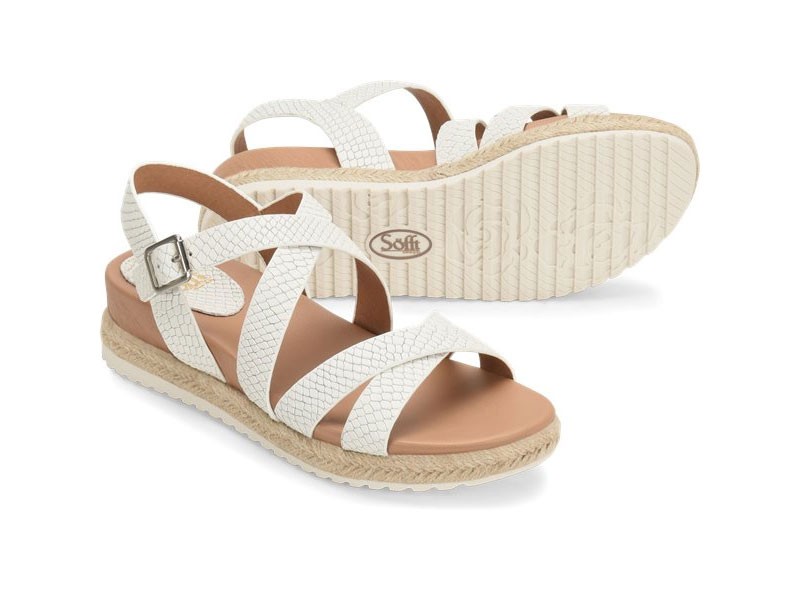 Sofft Beechwood White Flat Sandals For Women