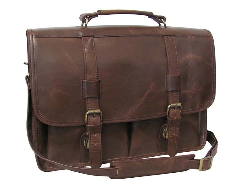 Amerileather Heritage Distressed Men's Leather Briefcase Brown