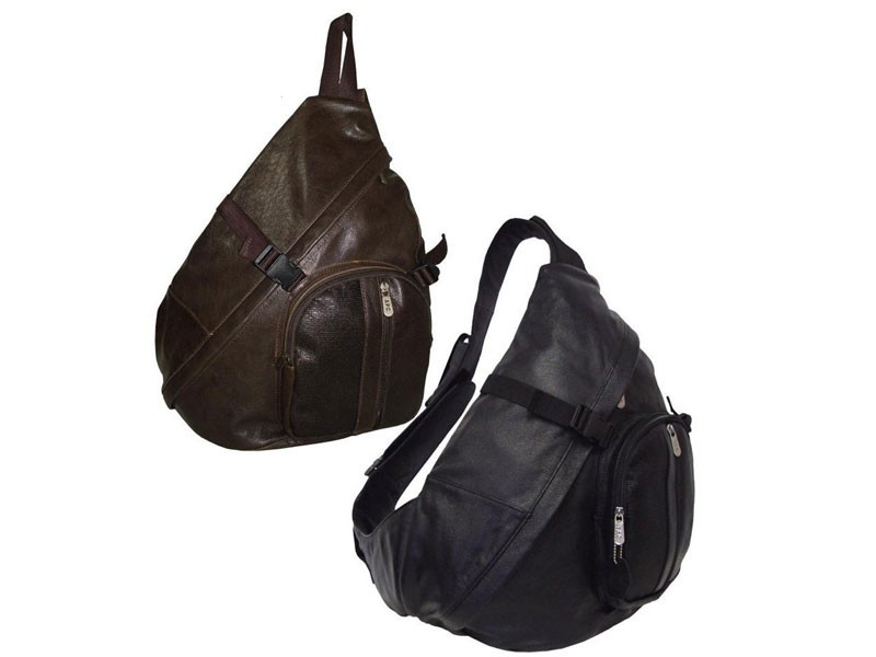 Amerileather Men's Leather Crossbody Sling Backpack Black or Brown