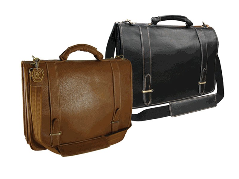 Amerileather Traditional Double Slip-in Executive Briefcase Bag Black or Brown