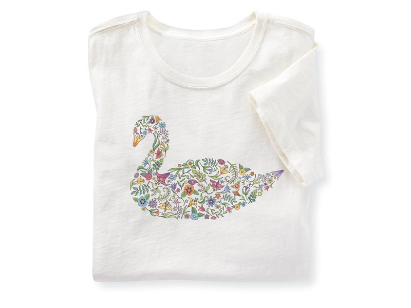 Floral Swan Tee For Women