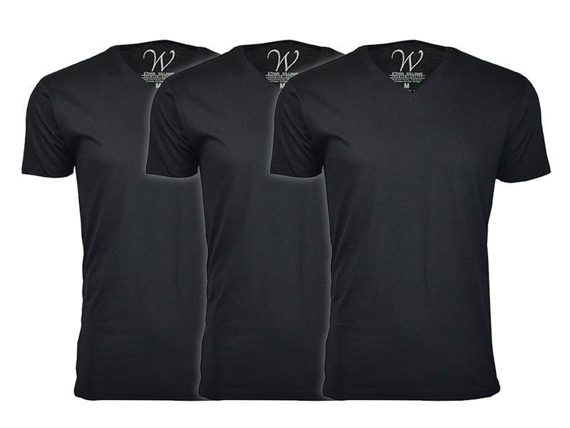 Men's Ultra Soft Suede V-Neck T-Shirt Black Pack of 3