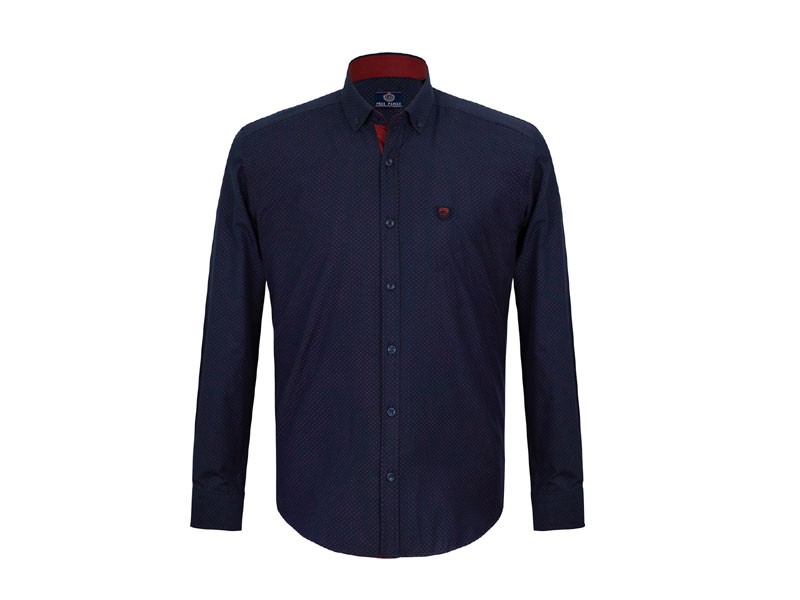 Men's Adrian Button-Up Shirt Navy Bordeaux