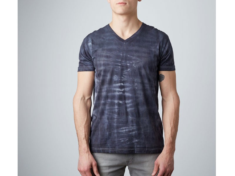 Ultra Soft Hand Dyed V-Neck Black Cloud Men's T-Shirt