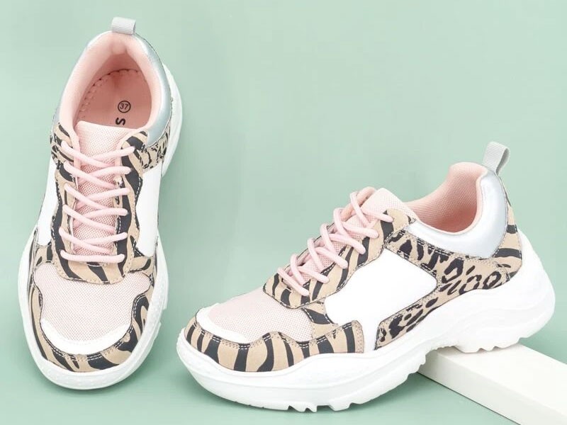 Women's Leopard Panel Lace-up Front Sneakers