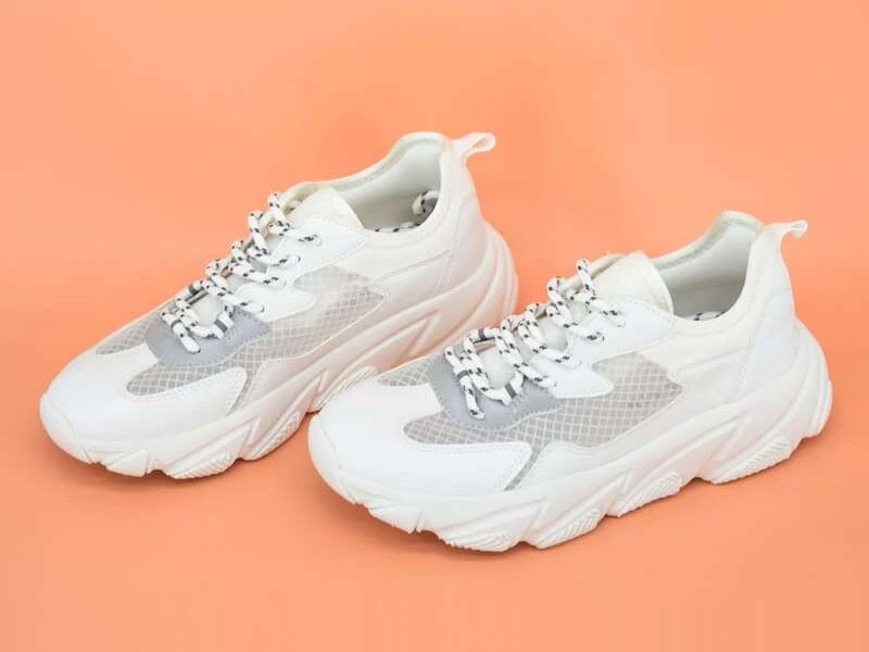 Mesh Panel Lace-up Front Chunky Sneakers For Women