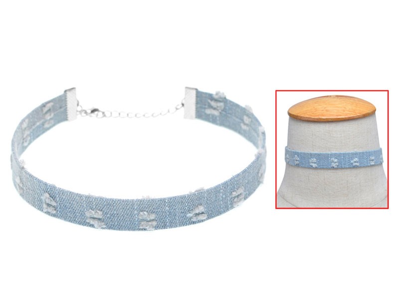 Women's Denim Belt Collar Choker Necklace