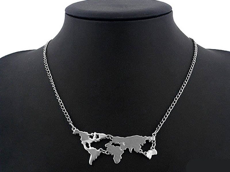 Women's Alloy World Map Pendant Fashion Necklace