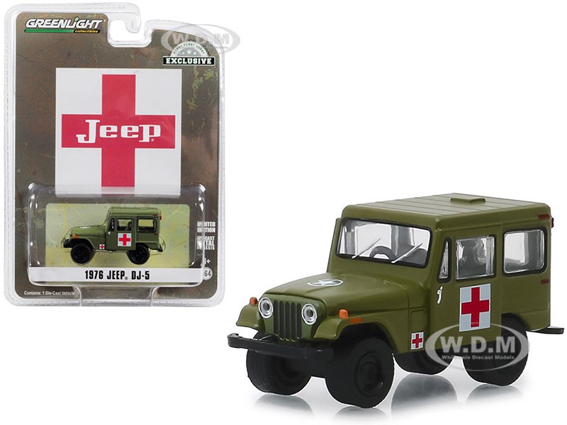 1976 Jeep DJ-5 Army Green Model Car