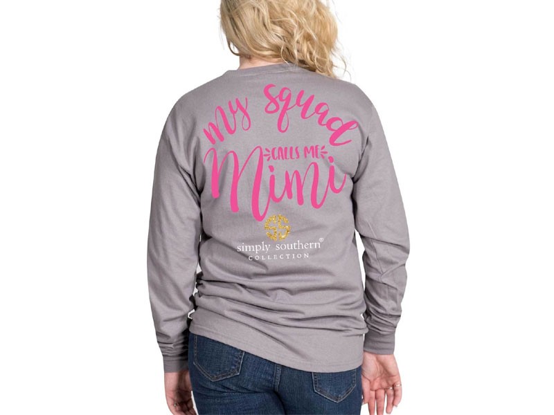Simply Southern Squad Mimi Long Sleeve T-Shirt for Women in Steel