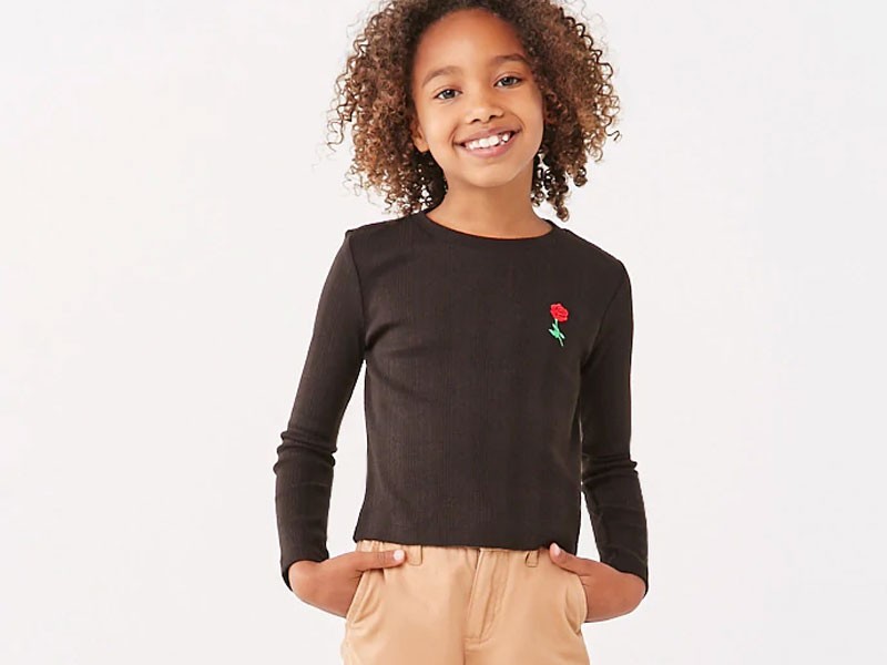 Rose Applique Top For Girl