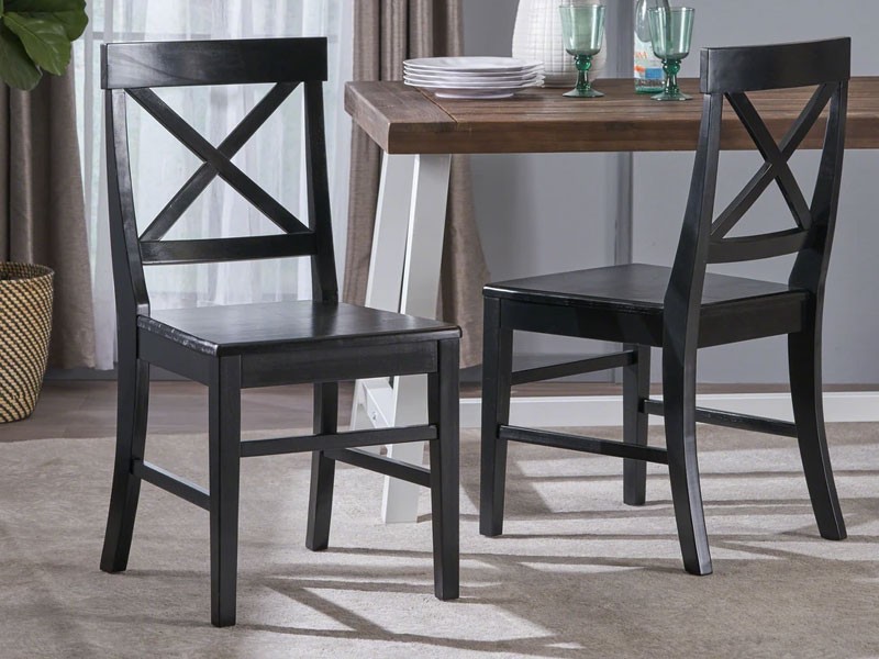 Truda Farmhouse Acacia Wood Dining Chairs