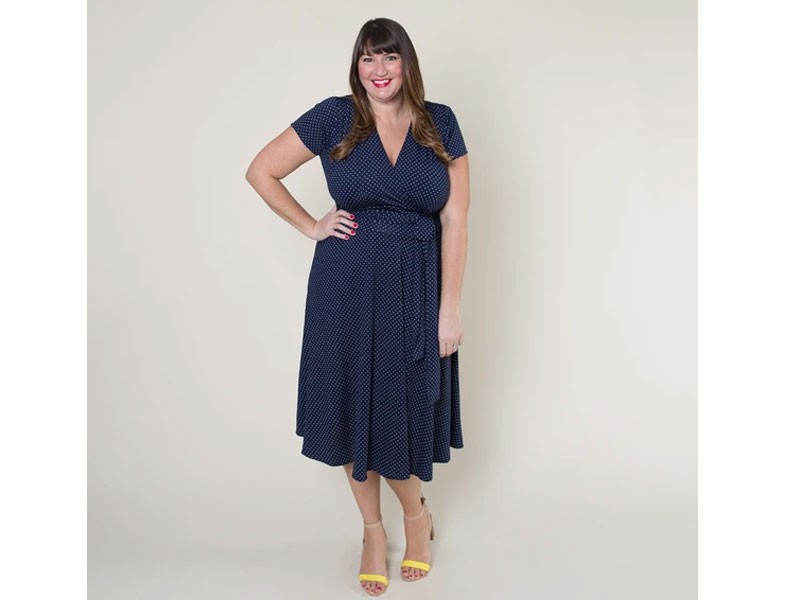 Women's Margaret Dress Navy with White Pin Dots