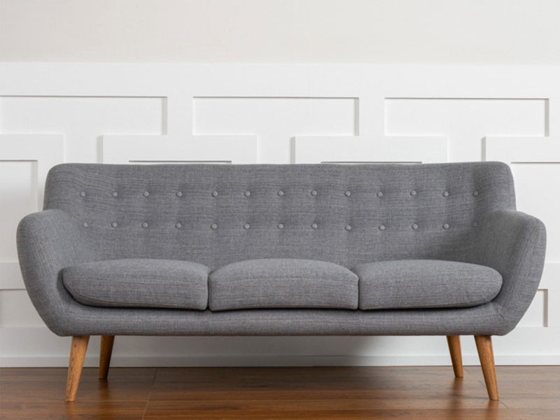 Rhodes Mid-Century Modern Tufted Sofa Steel Gray