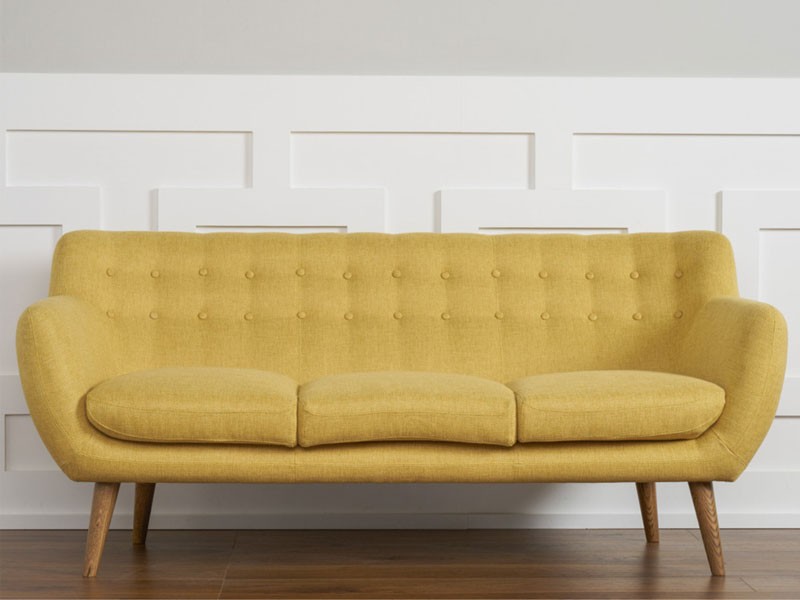Rhodes Mid-Century Modern Tufted Sofa Sunset Yellow