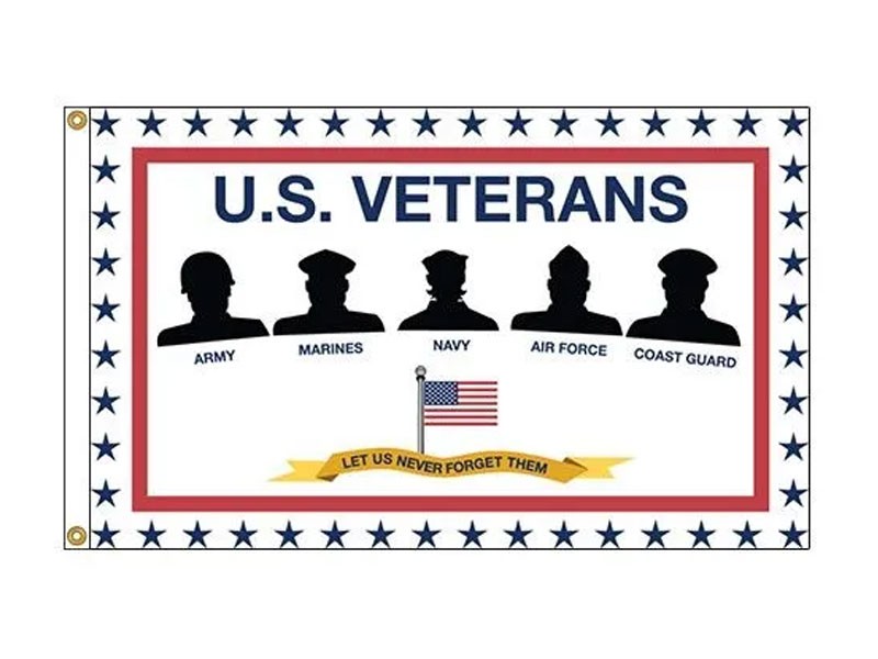 3' X 5' Poly/Cotton Branch Silhouette Veterans Flag