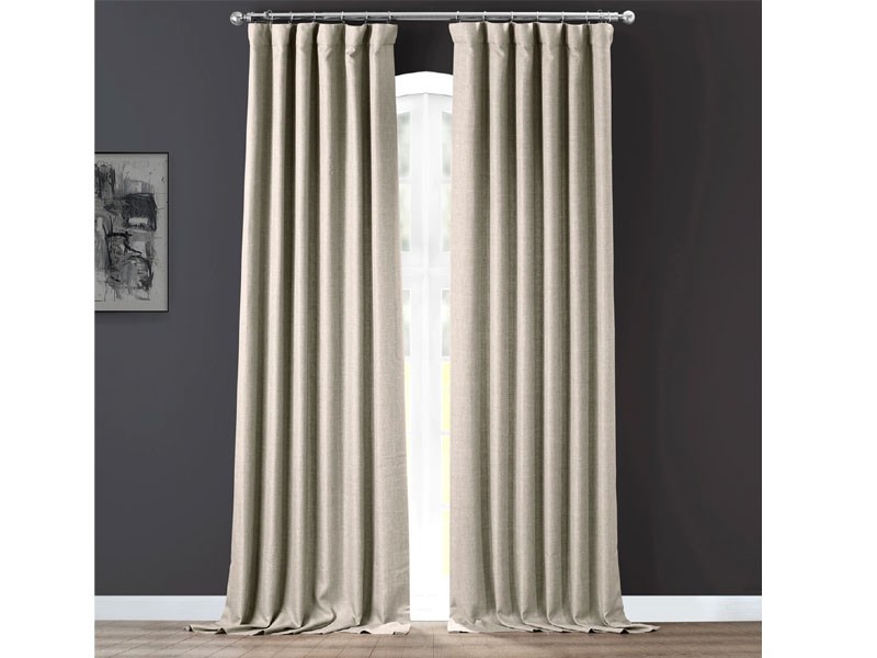 Taupe Grey Italian Faux Linen Curtain