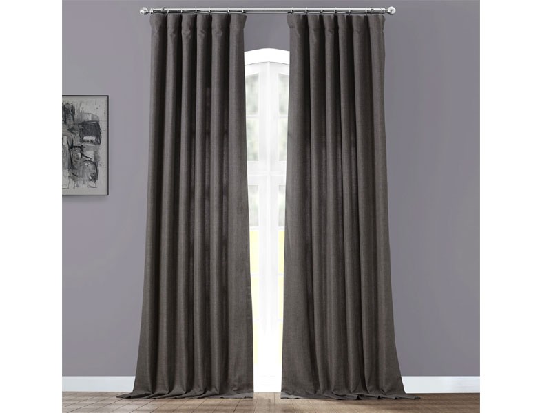 Anchor Grey Italian Faux Linen Curtain