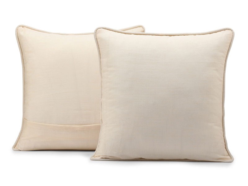 Ivory Designer Shantung Faux Silk Cushion Cover Pair
