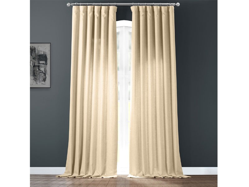 Sepia Beige Italian Faux Linen Curtain