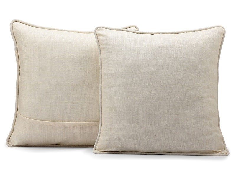 French Ivory Yarn Dyed Designer Faux Raw Textured Silk Cushion Cover Pair