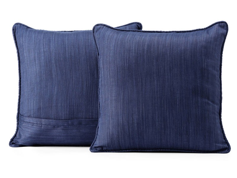 Prussian Blue Designer Shantung Faux Silk Cushion Cover Pair