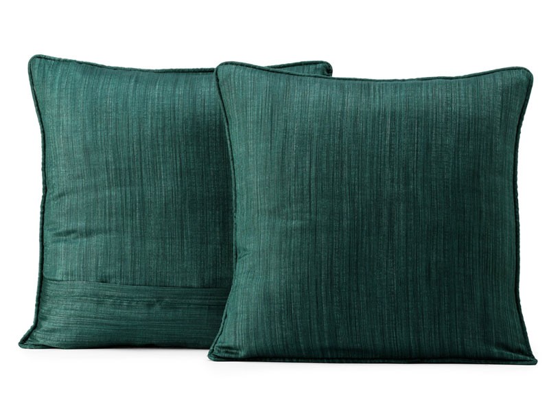 Basil Green Designer Shantung Faux Silk Cushion Cover Pair