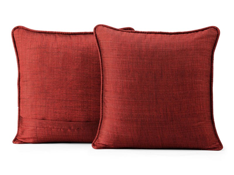Admiral Red Designer Shantung Faux Silk Cushion Cover Pair