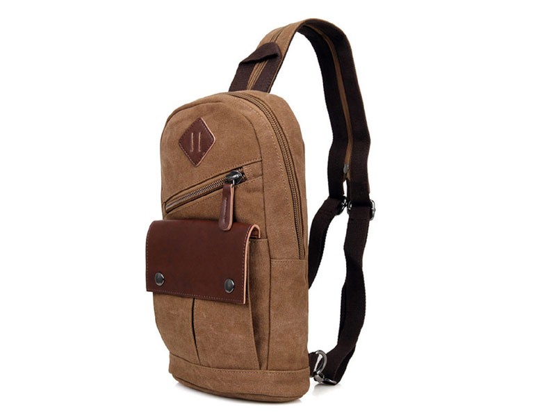Batam Men's Canvas Convertable Backpack & Chest Sling Khaki Brown